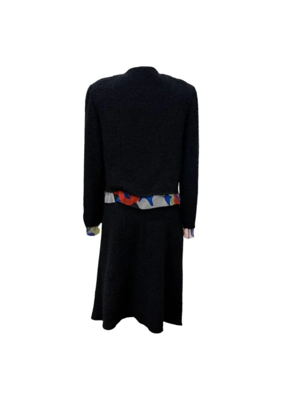 Chanel Vintage Silk CC Logo Circle Parts Tweed Jacket Skirt Set 34